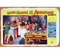 Zuhhgii LOVE SLAVES OF THE AMAZON Lobby card 5 1957 Jungle Women Vintage Tin Sign,Retro of Classic Old Film Poster Metal Sign TV Bar Karaoke Man Cave Wall Decor 8x12 Inches.