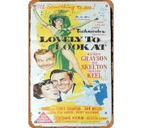 Zuhhgii LOVELY TO LOOK AT Original Daybill Movie Poster Kathryn Grayson Red Skelton Vintage Tin Sign,Retro of Classic Old Film Poster Metal Sign TV Bar Karaoke Man Cave Wall Decor 8x12 Inches.