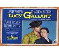 Zuhhgii LUCY GALLANT Vintage Lobby Card 8 Jane Wyman Charlton Heston Claire Trevor Vintage Tin Sign,Retro of Classic Old Film Poster Metal Sign TV Bar Karaoke Man Cave Wall Decor 8x12 Inches.