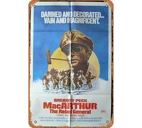 Zuhhgii MACARTHUR Original One sheet Movie poster Gregory Peck Vintage Tin Sign,Retro of Classic Old Film Poster Metal Sign TV Bar Karaoke Man Cave Wall Decor 8x12 Inches.