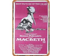 Zuhhgii MACBETH Original Daybill Movie Poster Jon Finch Francesca Annis William Shakespeare Vintage Tin Sign,Retro of Classic Old Film Poster Metal Sign TV Bar Karaoke Man Cave Wall Decor 8x12 Inches.