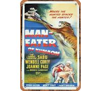 Zuhhgii MAN EATER OF KUMAON Original Daybill Movie Poster Sabu Wendell Corey Tiger Art Vintage Tin Sign,Retro of Classic Old Film Poster Metal Sign TV Bar Karaoke Man Cave Wall Decor 8x12 Inches.