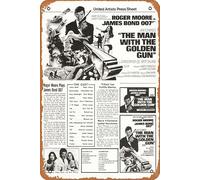 Zuhhgii Man With The Golden Gun, The 1974 Vintage Movie Poster Tin Sign,Retro of Classic Old Film Poster Metal Sign TV Bar Wall Club Restaurant Man Cave Wall Decoration 8x12 Inches Retro Plaques.