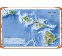 Zuhhgii Map of Hawaii National Geographic Classic Edition Wall Map Poster - NG Maps Vintage Metal Signs,Funny Poster Sign Wall Art Decor Plaque for Musical Man Cave Farmhouse Bar Pub Club Cafe