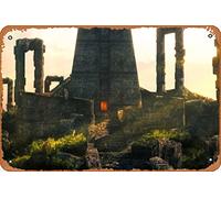 Zuhhgii Mayan Ruins Nature and Landscapes Concept Art Cities and Architecture Metal Tin Sign - 8x12 Vintage Look Poster Wall Decor Plaque