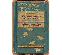 Zuhhgii Metal Tin Retro - Defoe Robinson Crusoe Vintage Book Spine Wall Art - Tin Sign Poster,Wall Art,Vintage Plaque Sign for Bar Restaurant Home Coffee Bathroom Garage Office Wall Decor 8x12 Inch