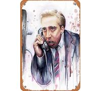 Zuhhgii Metal wall sign - Nicolas Cage A Vampire's Kiss Watercolor Art Poster Retro Tin Sign Cafe Restaurant Home Metal Wall Sign Retro Gift Vintage Decorations 12x8 inch.