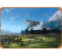 Zuhhgii Minas Tirith Cities and Architecture Nature and Landscapes Concept Art Metal Tin Sign - 8x12 Vintage Look Poster Wall Decor Plaque