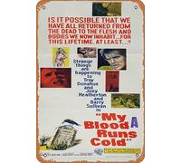Zuhhgii My Blood Runs Cold 1965 Vintage Movie Poster Tin Sign,Retro of Classic Old Film Poster Metal Sign TV Bar Wall Club Restaurant Man Cave Wall Decoration 8x12 Inches Retro Plaques.