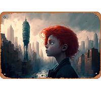 Zuhhgii New Kid In Town Cities and Architecture People Concept Art Metal Tin Sign - 8x12 Vintage Look Poster Wall Decor Plaque