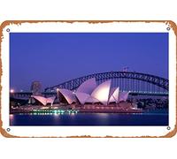 Zuhhgii Opera house lit up at dusk Sydney Opera House Sydney Harbor Bridge Sydney Australia Funny Tin Metal Sign Child Metal Poster Soul Art Wall Plaque Decor Outdoor Indoor Wall Panel Retro Vintage