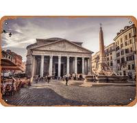 Zuhhgii Pantheon in Rome Italy Funny Tin Metal Sign Child Metal Poster Soul Art Wall Plaque Decor Outdoor Indoor Wall Panel Retro Vintage Mural 8x12 Inch
