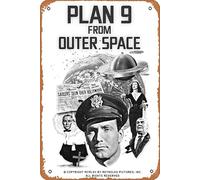 Zuhhgii Plan 9 from Outer Space Film Poster Retro Tin Sign,Movie Television Poster Art Classic Movie Posters Gift Musical Karaoke Man Cave Bars Cafes Wall Art Decor8x12 inch Metal Sign.