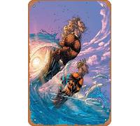 Zuhhgii Retro Cartoon Metal Tin - AQUAMEN #1 F INC 1:25 JIM LEE & SCOTT WILLIAMS - Anime Tin Sign Poster,Wall Art,Vintage Plaque Sign for Bar Restaurant Home Coffee Bathroom Garage Office Wall Decor