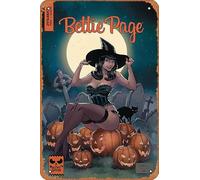 Zuhhgii Retro Cartoon Metal Tin - BETTIE PAGE HALLOWEEN SPECIAL ONE SHOT B BROWN - Anime Tin Sign Poster,Wall Art,Vintage Plaque Sign for Bar Restaurant Home Coffee Bathroom Garage Office Wall Decor