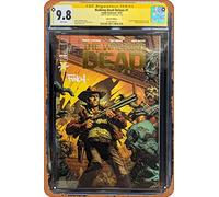 Zuhhgii Retro Cartoon Metal Tin - WALKING DEAD DLX #1 Gold Foil Graded CGC 9.8 Signed by David Finch - Anime Tin Sign Poster,Wall Art,Vintage Plaque Sign for Bar Restaurant Home Coffee Bathroom Garage
