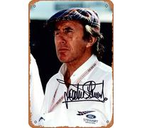 Zuhhgii Retro Classic JACKIE STEWART Autograph 8 x 10 Photo Motor Racing Tin Sign Movie Poster Wall Decor Vintage Film TV Metal Signs for Gift Karaoke Man Cave Bar Pub Kitchen Home Garage 8x12 inch