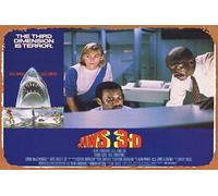 Zuhhgii Retro Classic JAWS 3-D Original Lobby Card 8 Dennis Quaid Bess Armstrong Tin Sign Metal Movie Poster Plate Painted Modern Wall Decoration Vintage Film TV Metal Signs for Gift Karaoke Man Cave