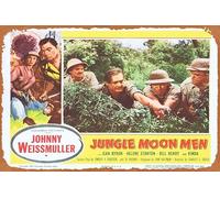 Zuhhgii Retro Classic JUNGLE MOON MEN 1955 Lobby Card 5 Jungle Jim Johnny Weissmuller Tin Sign Movie Poster Wall Decor Vintage Film TV Metal Signs for Gift Karaoke Man Cave Bar Pub Kitchen Home Garage