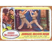 Zuhhgii Retro Classic JUNGLE MOON MEN 1955 Lobby Card 7 Jungle Jim Johnny Weissmuller Tin Sign Movie Poster Wall Decor Vintage Film TV Metal Signs for Gift Karaoke Man Cave Bar Pub Kitchen Home Garage