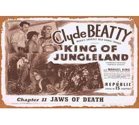 Zuhhgii Retro Classic KING OF JUNGLELAND Title Lobby Card Clyde Beatty Republic Serial Tin Sign Movie Poster Wall Decor Vintage Film TV Metal Signs for Gift Karaoke Man Cave Bar Pub Kitchen Home