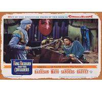 Zuhhgii Retro Classic KING RICHARD AND THE CRUSADERS Original Lobby Card 2 Rex Harrison Virginia Mayo Tin Sign Movie Poster Wall Decor Vintage Film TV Metal Signs for Gift Karaoke Man Cave Bar Pub