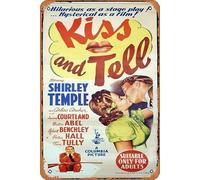 Zuhhgii Retro Classic KISS AND TELL Original Daybill Movie Poster Shirley Temple Jerome Courtland Walter Abel 1945 Tin Sign Movie Poster Wall Decor Vintage Film TV Metal Signs for Gift Karaoke Man