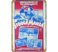 Zuhhgii Retro Classic Movie Poster STOOGEMANIA Original Daybill Movie poster The Three Stooges Vintage Metal Tin Sign Old TV Film Poster Gift Karaoke Bar Pub Club Decorative Wall Plates Man Cave Home
