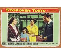 Zuhhgii Retro Classic Movie Poster STOPOVER TOKYO Original Lobby Card 5 Robert Wagner Joan Collins Vintage Metal Tin Sign Old TV Film Poster Gift Karaoke Bar Pub Club Decorative Wall Plates Man Cave