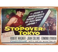 Zuhhgii Retro Classic Movie Poster STOPOVER TOKYO US Half Sheet Movie poster Robert Wagner Joan Collins Vintage Metal Tin Sign Old TV Film Poster Gift Karaoke Bar Pub Club Decorative Wall Plates Man