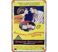 Zuhhgii Retro Classic Movie Poster STRANGE BEDFELLOWS Original Daybill Movie Poster Rock Hudson Gina Lollobrigida Vintage Metal Tin Sign Old TV Film Poster Gift Karaoke Bar Pub Club Decorative Wall