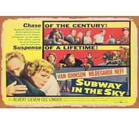 Zuhhgii Retro Classic Movie Poster SUBWAY IN THE SKY Title Lobby Card Van Johnson Hildegard Knef Vintage Metal Tin Sign Old TV Film Poster Gift Karaoke Bar Pub Club Decorative Wall Plates Man Cave