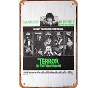 Zuhhgii Retro Classic Movie Poster TERROR IN THE WAX MUSEUM One sheet Movie poster Ray Milland Vintage Metal Tin Sign Old TV Film Poster Gift Karaoke Bar Pub Club Decorative Wall Plates Man Cave Home
