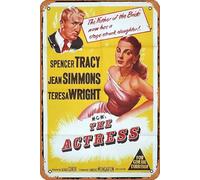 Zuhhgii Retro Classic Movie Poster THE ACTRESS One Sheet Movie Poster Jean Simmons Spencer Tracy Vintage Metal Tin Sign Old TV Film Poster Gift Karaoke Bar Pub Club Decorative Wall Plates Man Cave