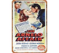 Zuhhgii Retro Classic Movie Poster THE ARNELO AFFAIR Original Daybill Movie poster John Hodiak George Murphy Film Noir Vintage Metal Tin Sign Old TV Film Poster Gift Karaoke Bar Pub Club Decorative
