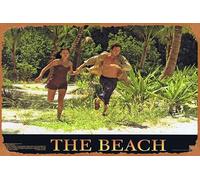 Zuhhgii Retro Classic Movie Poster THE BEACH Original Lobby Card 1 Leonardo DiCaprio Danny Boyle Vintage Metal Tin Sign Old TV Film Poster Gift Karaoke Bar Pub Club Decorative Wall Plates Man Cave