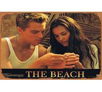 Zuhhgii Retro Classic Movie Poster THE BEACH Original Lobby Card 2 Leonardo DiCaprio Danny Boyle Vintage Metal Tin Sign Old TV Film Poster Gift Karaoke Bar Pub Club Decorative Wall Plates Man Cave