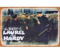 Zuhhgii Retro Classic Movie Poster THE BEST OF LAUREL AND HARDY Lobby Card 3 Stan Laurel Oliver Hardy Vintage Metal Tin Sign Old TV Film Poster Gift Karaoke Bar Pub Club Decorative Wall Plates Man