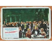 Zuhhgii Retro Classic Movie Poster THE CHASE 1966 Marlon Brando Jane Fonda Lobby card 2 Vintage Metal Tin Sign Old TV Film Poster Gift Karaoke Bar Pub Club Decorative Wall Plates Man Cave Home Decor