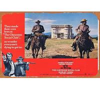 Zuhhgii Retro Classic Movie Poster THE CHEYENNE SOCIAL CLUB Original Lobby Card 3 James Stewart Henry Fonda Vintage Metal Tin Sign Old TV Film Poster Gift Karaoke Bar Pub Club Decorative Wall Plates