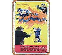 Zuhhgii Retro Classic Movie Poster THE CRIMEBUSTERS Original Daybill Movie Poster Peter Mark Richman Film Noir Vintage Metal Tin Sign Old TV Film Poster Gift Karaoke Bar Pub Club Decorative Wall