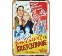 Zuhhgii Retro Classic Old Movie EARL CARROLL SKETCHBOOK One Sheet Movie Poster EARL CARROLL SKETCHBOOK Constance Moore Vera Vague Vintage Metal Tin Sign TV Film Poster Gift Karaoke Bar Pub Club