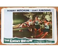 Zuhhgii Retro Classic Old Movie ENEMY BELOW Lobby card 2 1957 Robert Mitchum Curt Jurgens Vintage Metal Tin Sign TV Film Poster Gift Karaoke Bar Pub Club Decorative Wall Plates Man Cave Home Decor