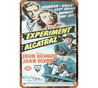 Zuhhgii Retro Classic Old Movie EXPERIMENT ALCATRAZ Original Daybill Movie Poster RKO Film Noir Vintage Metal Tin Sign TV Film Poster Gift Karaoke Bar Pub Club Decorative Wall Plates Man Cave Home