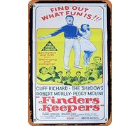 Zuhhgii Retro Classic Old Movie FINDERS KEEPERS Original Daybill Movie poster Cliff Richard and The Shadows poster Vintage Metal Tin Sign TV Film Poster Gift Karaoke Bar Pub Club Decorative Wall