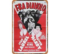 Zuhhgii Retro Classic Old Movie FRA DIAVOLO aka THE DEVIL’S BROTHER One sheet Movie Poster Laurel and Hardy 1954r Vintage Metal Tin Sign TV Film Poster Gift Karaoke Bar Pub Club Decorative Wall Plates