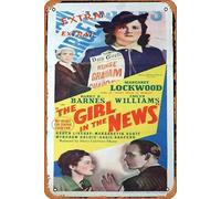 Zuhhgii Retro Classic Old Movie GIRL IN THE NEWS Original Daybill Movie Poster Margaret Lockwood Carol Reed Marchant Graphics Vintage Metal Tin Sign TV Film Poster Gift Karaoke Bar Pub Club Decorative