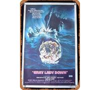 Zuhhgii Retro Classic Old Movie GRAY LADY DOWN Movie poster 1966 Rare CHARLTON HESTON Australian One sheet Vintage Metal Tin Sign TV Film Poster Gift Karaoke Bar Pub Club Decorative Wall Plates Man