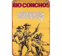 Zuhhgii Retro Film Tin Sign Rio Conchos,Polish Movie Poster - Decor Gifts Star Posters Retro cartoon Film Animation Car Funny Metal For Music Bar Home Coffee Movie Art Vintage Metal Sign Wall Decor