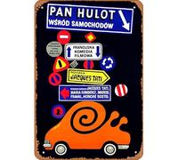 Zuhhgii Retro Film Tin Sign Trafic - Jacques Tati,Polish Movie Poster - Decor Gifts Star Posters Retro cartoon Film Animation Car Funny Metal For Music Bar Home Coffee Movie Art Vintage Metal Sign